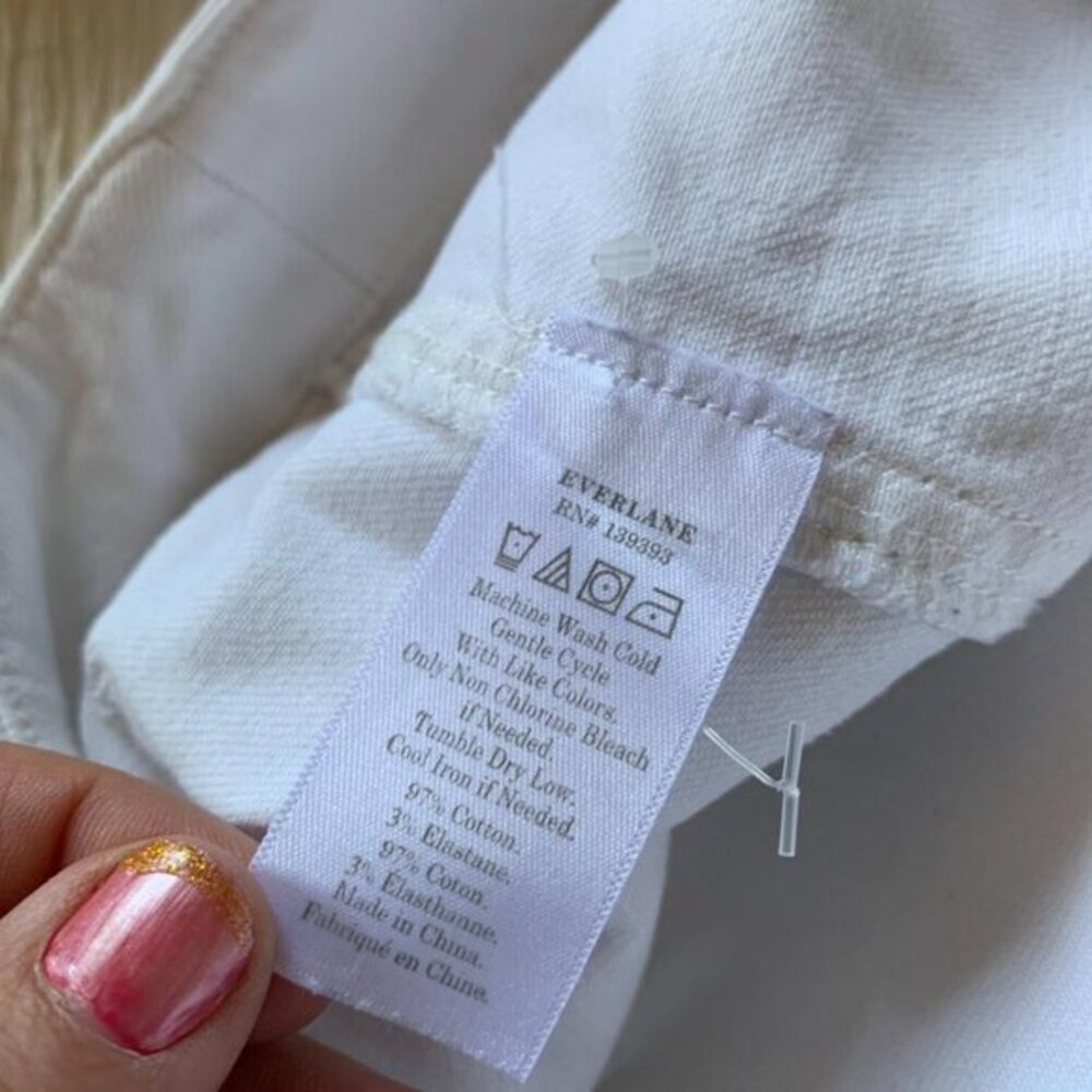 EVERLANE Sz 4 Ecru White Wide Leg Jeans Pants Cropped High Rise Waist Stretch - Picture 5 of 7
